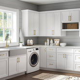 RTA Solid Wood Shaker Three Drawer Base Cabinet Origami White for Kitchen, Bathroom & Laundry storage
